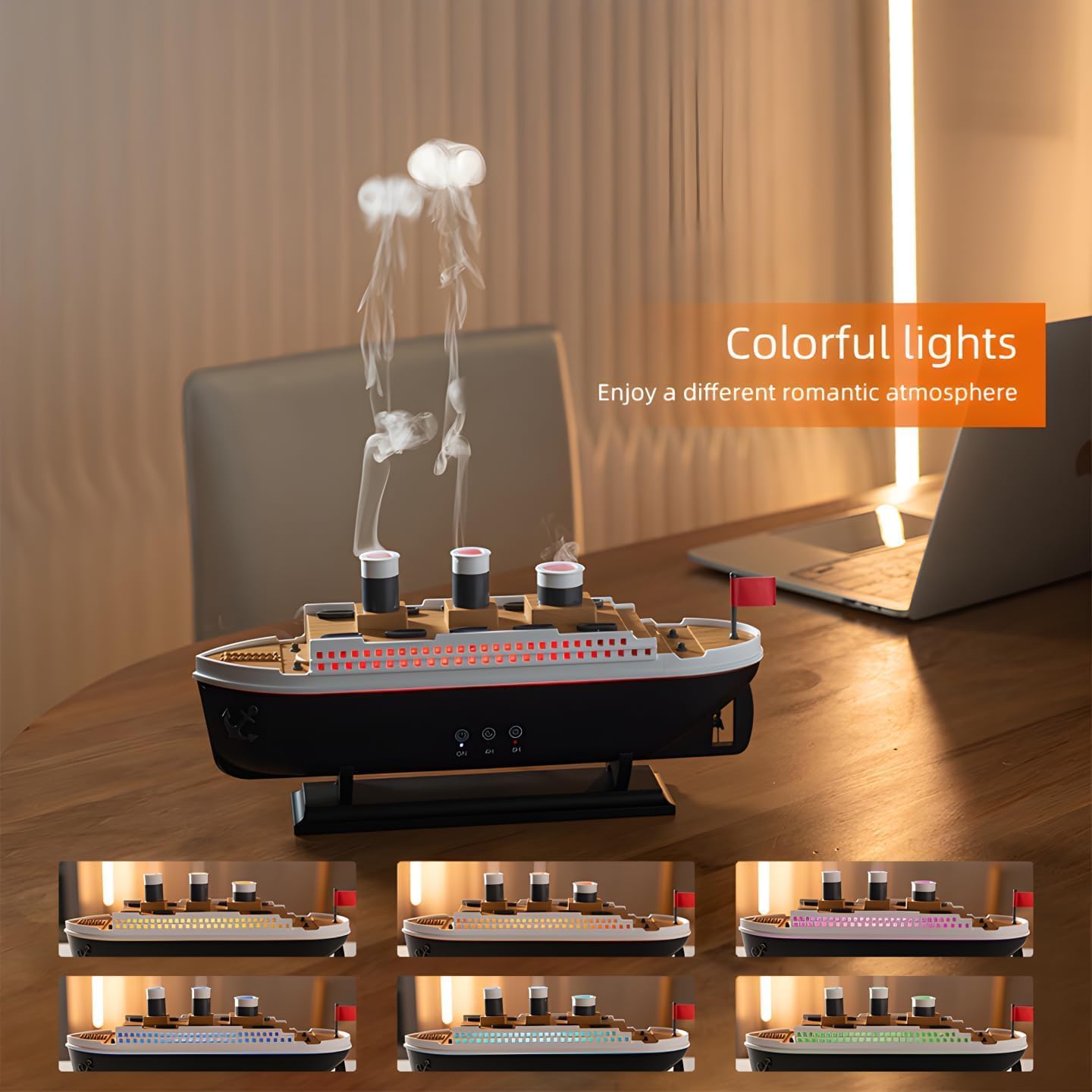 ๐ข Titanic Humidifier & Aroma Diffuser ๐ซ | 250ML Cool Mist ๐ง | 7 LED Lights ๐ | Remote-Controlled ๐ฎ | Auto Shut-Off ๐ค โ Perfect for Bedroom, Office & More! ๐ โจ