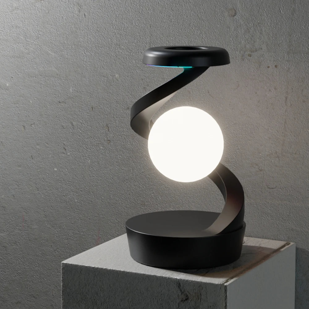 🌕 Mesmerizing Floating Moon Lamp – 3D Levitating LED Ball ✨ | Spins in Air 💫 | RGB Colors 🌈 | Wireless Phone Charger ⚡ | The Ultimate Table Lamp Vibe 🛋