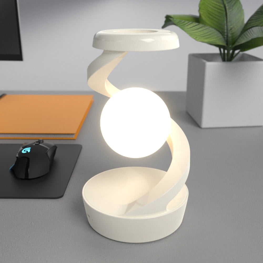 🌕 Mesmerizing Floating Moon Lamp – 3D Levitating LED Ball ✨ | Spins in Air 💫 | RGB Colors 🌈 | Wireless Phone Charger ⚡ | The Ultimate Table Lamp Vibe 🛋
