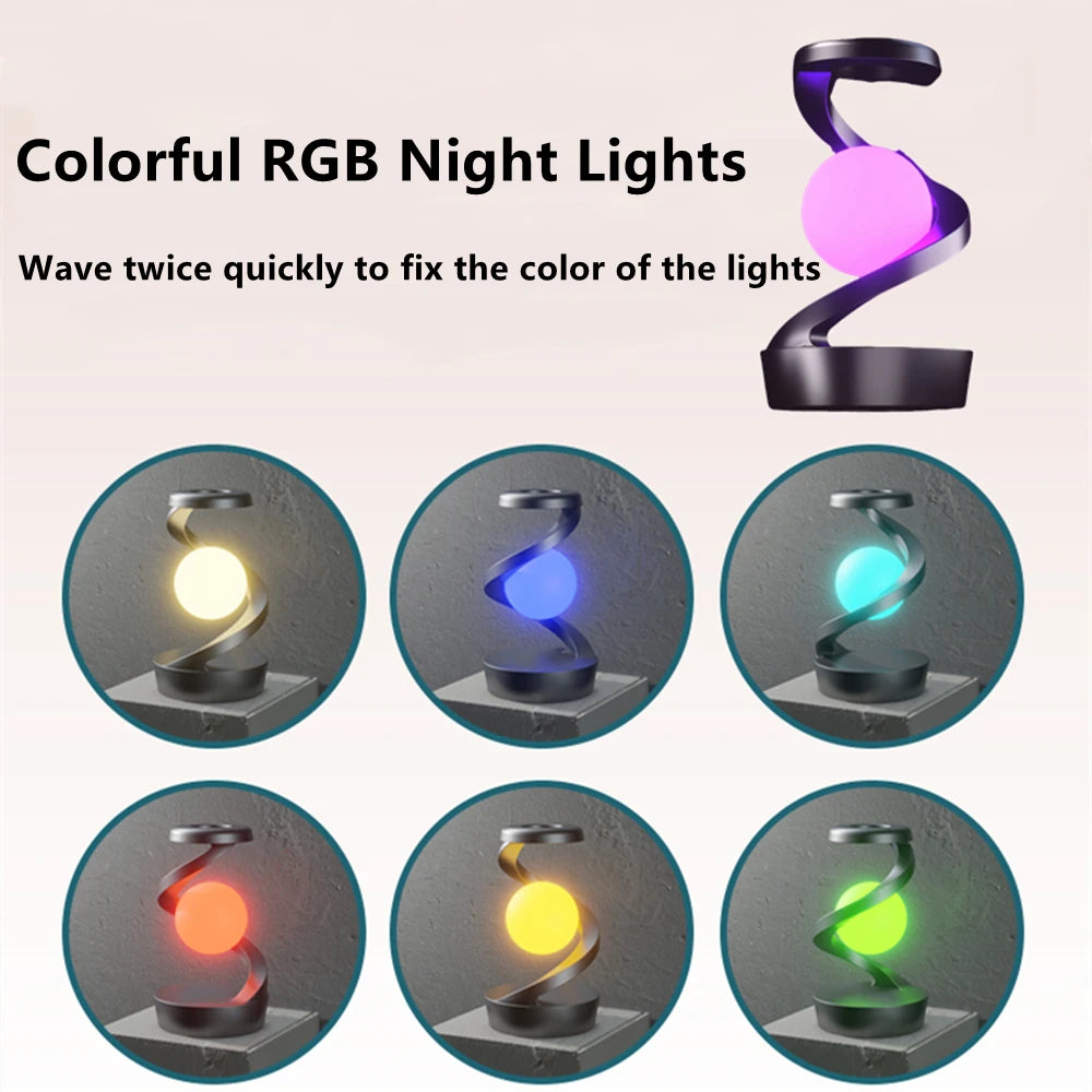🌕 Mesmerizing Floating Moon Lamp – 3D Levitating LED Ball ✨ | Spins in Air 💫 | RGB Colors 🌈 | Wireless Phone Charger ⚡ | The Ultimate Table Lamp Vibe 🛋