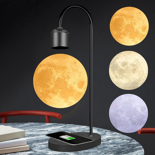 🌕 Magnetic Levitating Moon Lamp ✨ | 3D Floating Night Light with Wireless Phone Charging 🔋📱 | 3 Color Modes 🎨 | Perfect Gift 🎁 & Home Decor 🏠 – Magic for Your Desk or Bedroom!