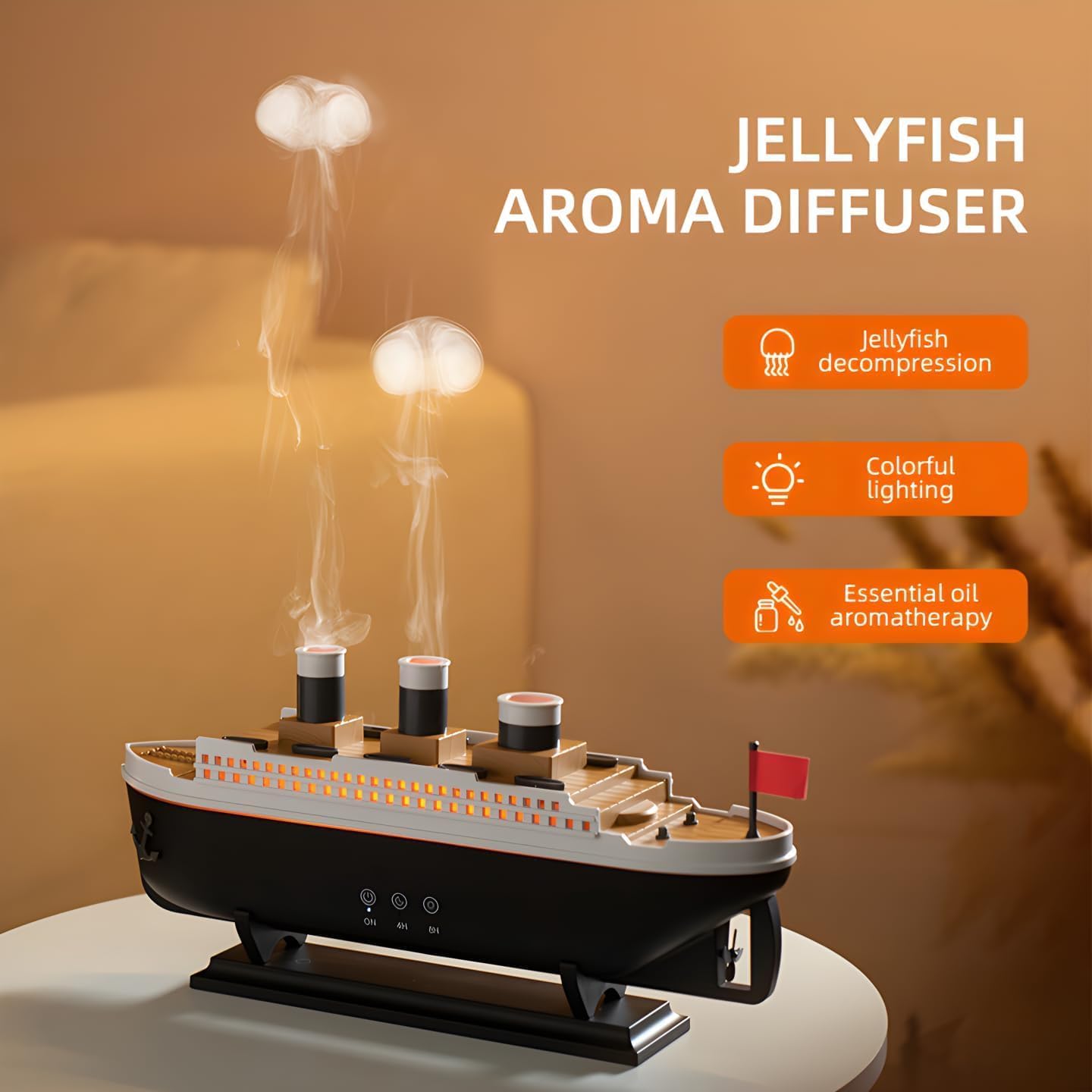 🚢 Titanic Humidifier & Aroma Diffuser 🌫 | 250ML Cool Mist 💧 | 7 LED Lights 🌈 | Remote-Controlled 🎮 | Auto Shut-Off 💤 – Perfect for Bedroom, Office & More! 🏠✨