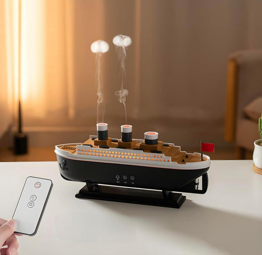 🚢 Titanic Humidifier & Aroma Diffuser 🌫 | 250ML Cool Mist 💧 | 7 LED Lights 🌈 | Remote-Controlled 🎮 | Auto Shut-Off 💤 – Perfect for Bedroom, Office & More! 🏠✨