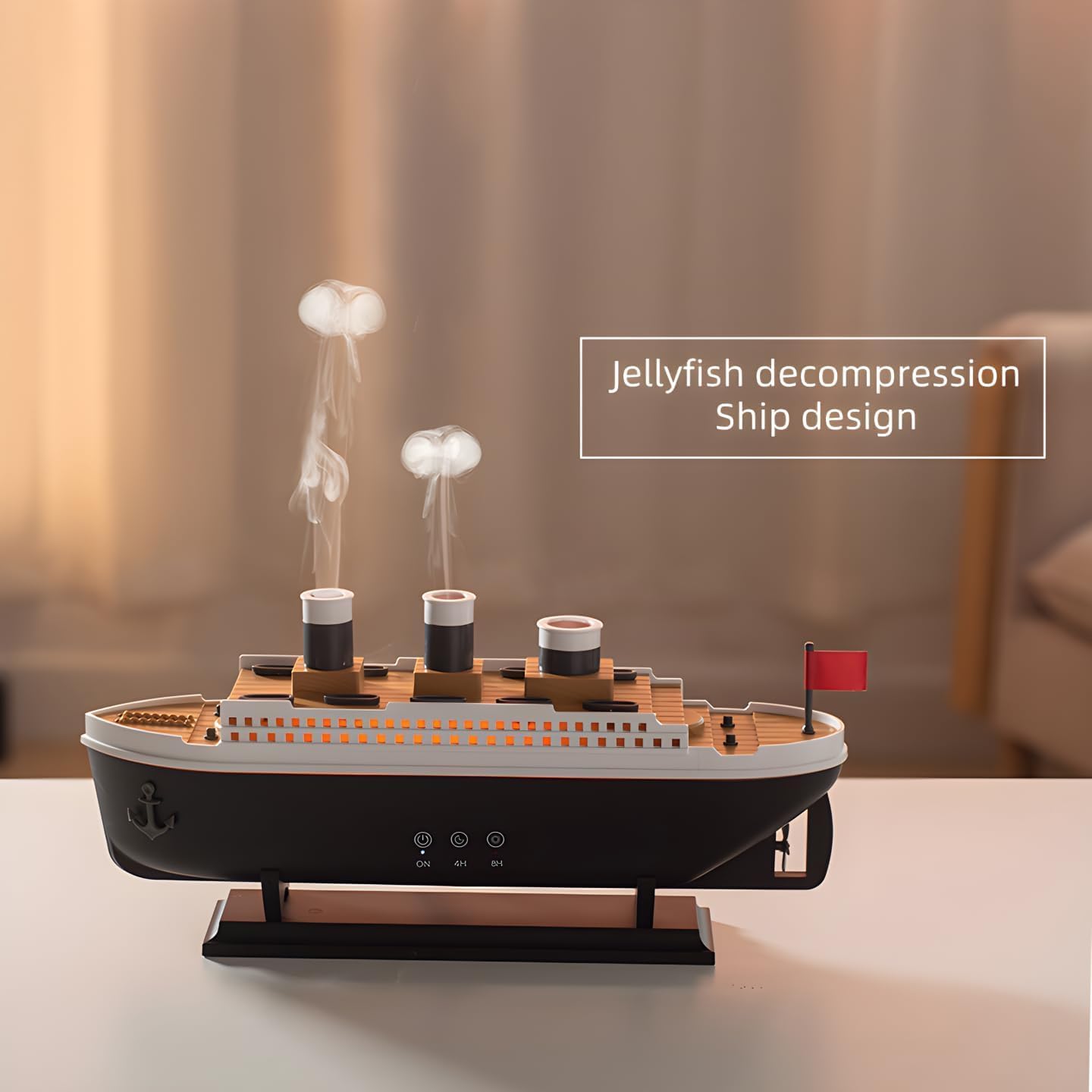 🚢 Titanic Humidifier & Aroma Diffuser 🌫 | 250ML Cool Mist 💧 | 7 LED Lights 🌈 | Remote-Controlled 🎮 | Auto Shut-Off 💤 – Perfect for Bedroom, Office & More! 🏠✨