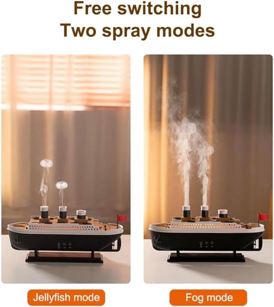 🚢 Titanic Humidifier & Aroma Diffuser 🌫 | 250ML Cool Mist 💧 | 7 LED Lights 🌈 | Remote-Controlled 🎮 | Auto Shut-Off 💤 – Perfect for Bedroom, Office & More! 🏠✨