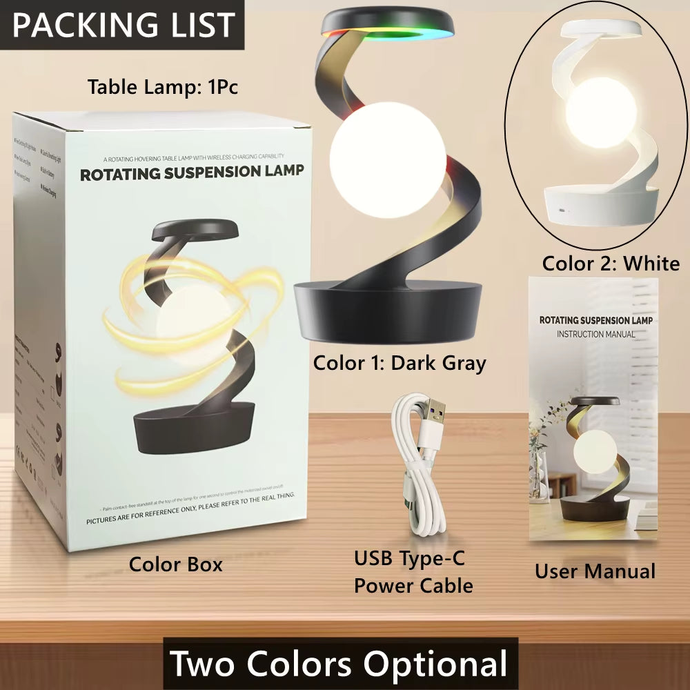 🌕 Mesmerizing Floating Moon Lamp – 3D Levitating LED Ball ✨ | Spins in Air 💫 | RGB Colors 🌈 | Wireless Phone Charger ⚡ | The Ultimate Table Lamp Vibe 🛋