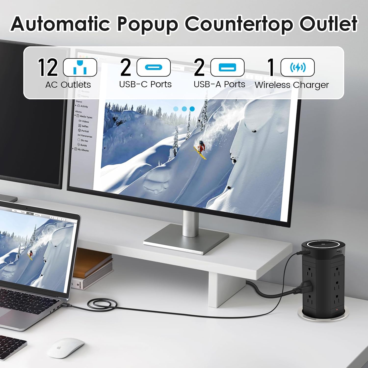 ⚡️ 4-Inch Pop-Up Outlet for Countertops 🏠 | 17-in-1 Power Hub 🔌 w/ 45W USB ⚙️ 15W Wireless Charger 📱 12 Outlets + 4 USB Ports 🔋 Tamper-Resistant 🛡️ – Perfect for Home, Office & Kitchen 🍳🖥️