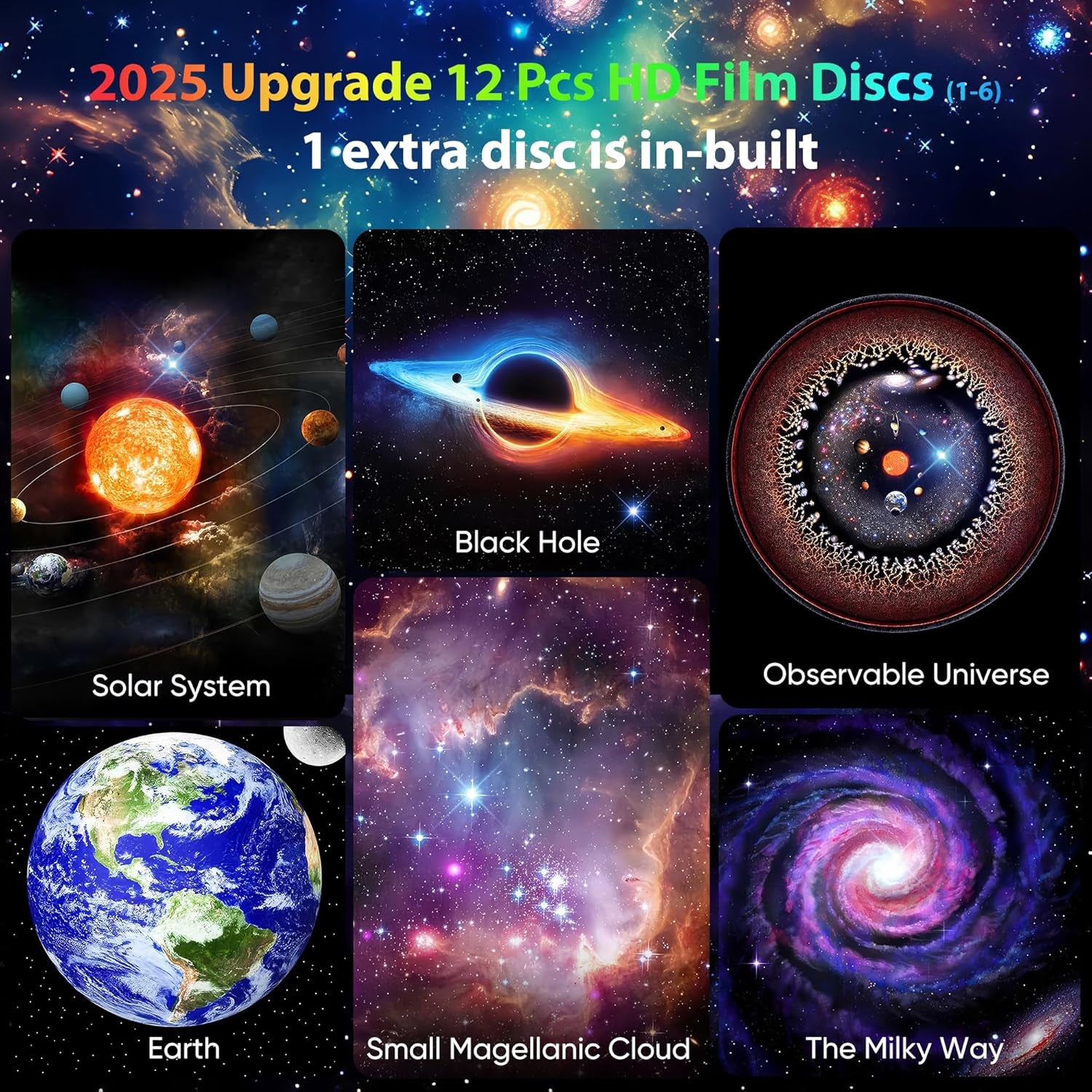 🌌 Galaxy Projector Pro 🌠 | 12-in-1 Star & Planetarium Light 🌍 | HD Film Discs 🎞 | 360° Rotation 🔄 | Adjustable Focus 🎯 | Auto Timer ⏰ | Easy 4-Button Control 🔘 | Perfect for Kids & Adults 🛏✨