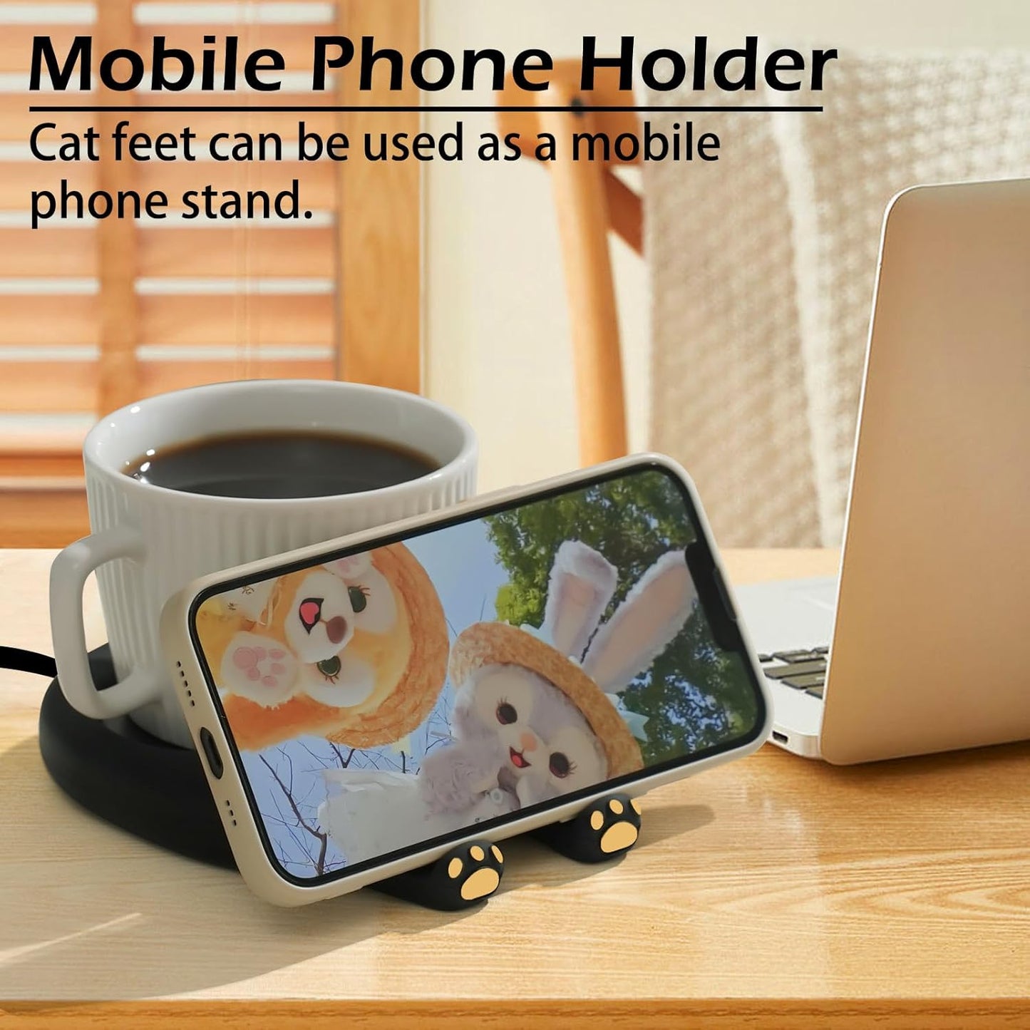 ☕ Coffee Mug Warmer & 🐱 Cute Cat Mug Gift Set – 🔥 Auto Shut-Off Desk Warmer with 3 Heat Settings – 🕯 Beverage & Candle Warmer – 🎁 Perfect Christmas or Birthday Gift for Cat Lovers & Coffee Fans 🎄