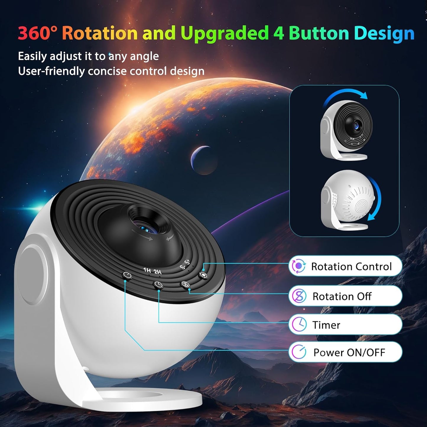 🌌 Galaxy Projector Pro 🌠 | 12-in-1 Star & Planetarium Light 🌍 | HD Film Discs 🎞 | 360° Rotation 🔄 | Adjustable Focus 🎯 | Auto Timer ⏰ | Easy 4-Button Control 🔘 | Perfect for Kids & Adults 🛏✨